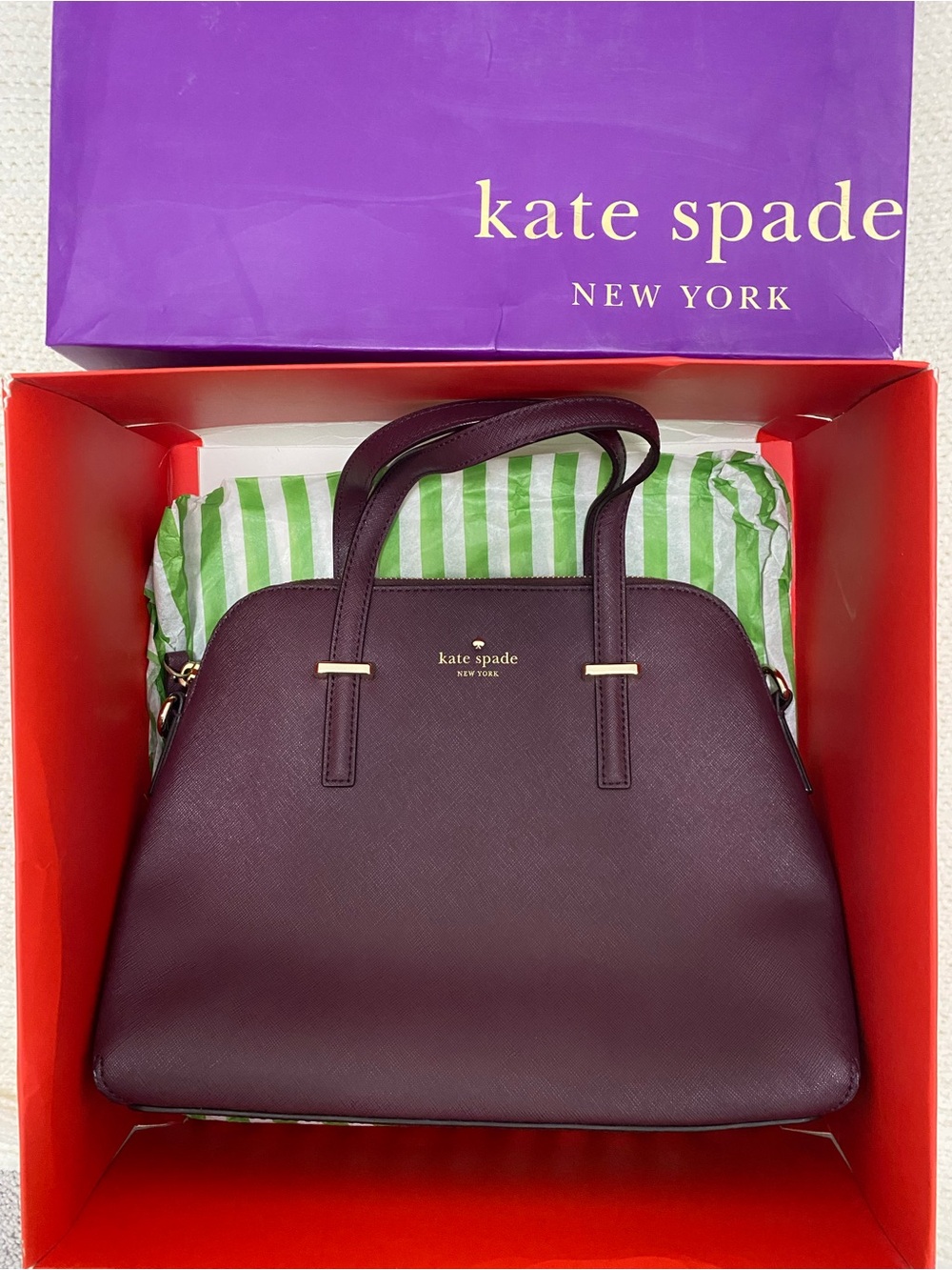kate spade New York Plum Leather Satchel